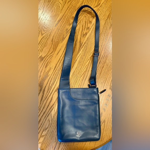 Bradley of London Navy Blue Leather Pocket Zip Cross-body Purse NWT - Picture 2 of 10